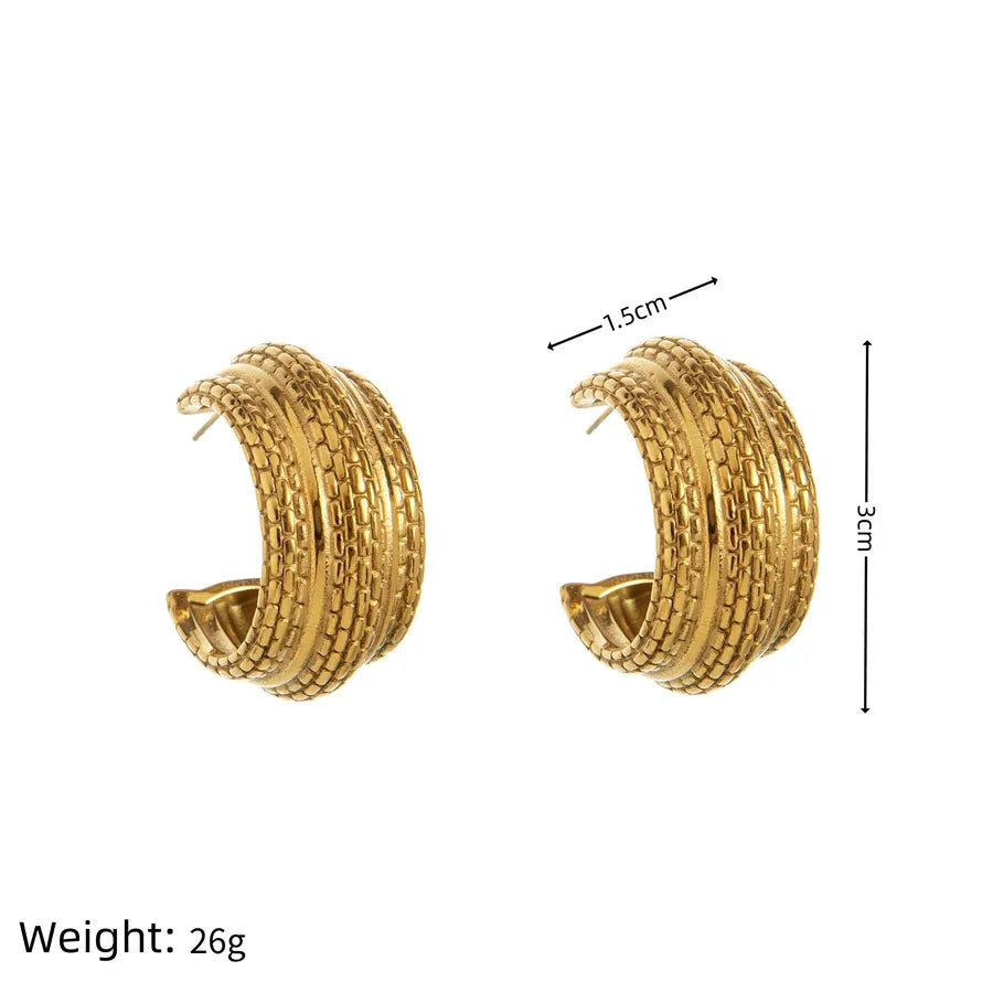 1 Pair Casual Streetwear Texture Plating 304 Stainless Steel 18K Gold Plated Gold Plated Ear Studs