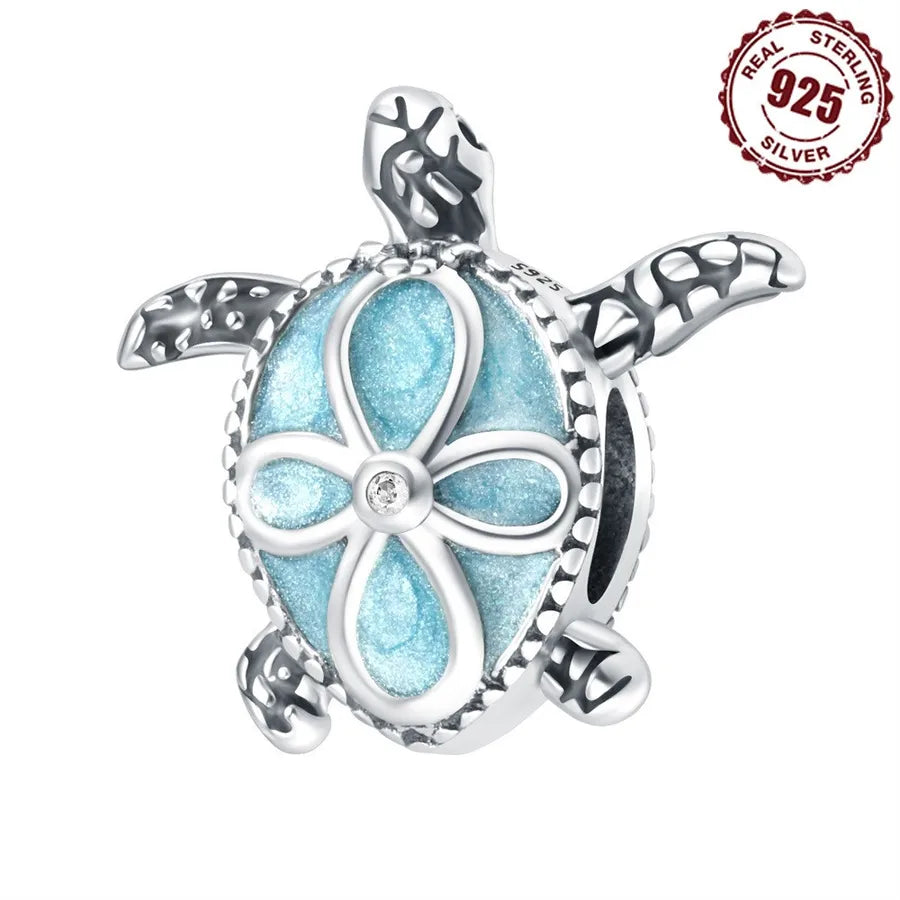 1 Piece 925 Sterling Silver Pearl Zircon Tortoise Polished Pendant Beads Spacer Bars Jewelry Accessories