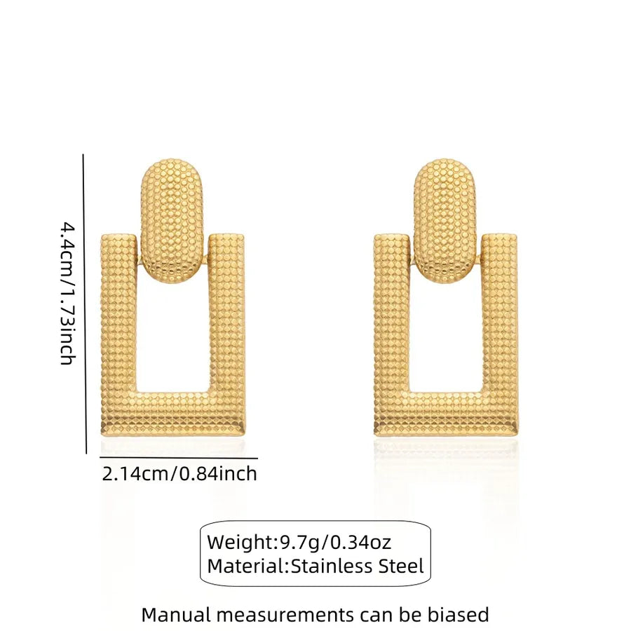 1 Pair Casual Elegant Hip-Hop Quadrilateral Oval Hollow Out 304 Stainless Steel Imitation Gold  Ear Studs