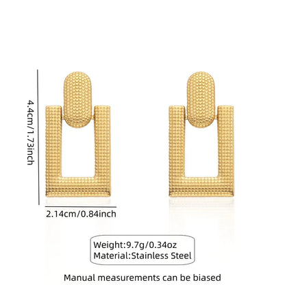 1 Pair Casual Elegant Hip-Hop Quadrilateral Oval Hollow Out 304 Stainless Steel Imitation Gold  Ear Studs