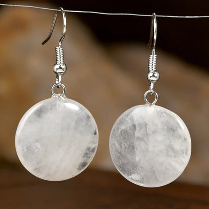 1 Pair Vintage Style Simple Style Round Handmade natural stone Drop Earrings