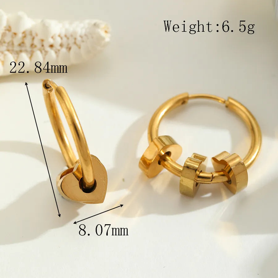 1 Pair Casual Elegant Cute Geometric Star Heart Shape Plating 304 Stainless Steel 18K Gold Plated Earrings