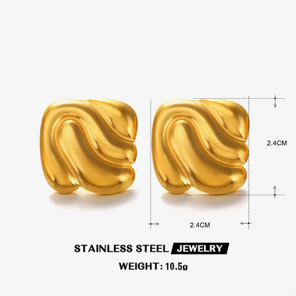 1 Pair Elegant Glam Hip-Hop Square 304 Stainless Steel 18K Gold Plated Ear Studs