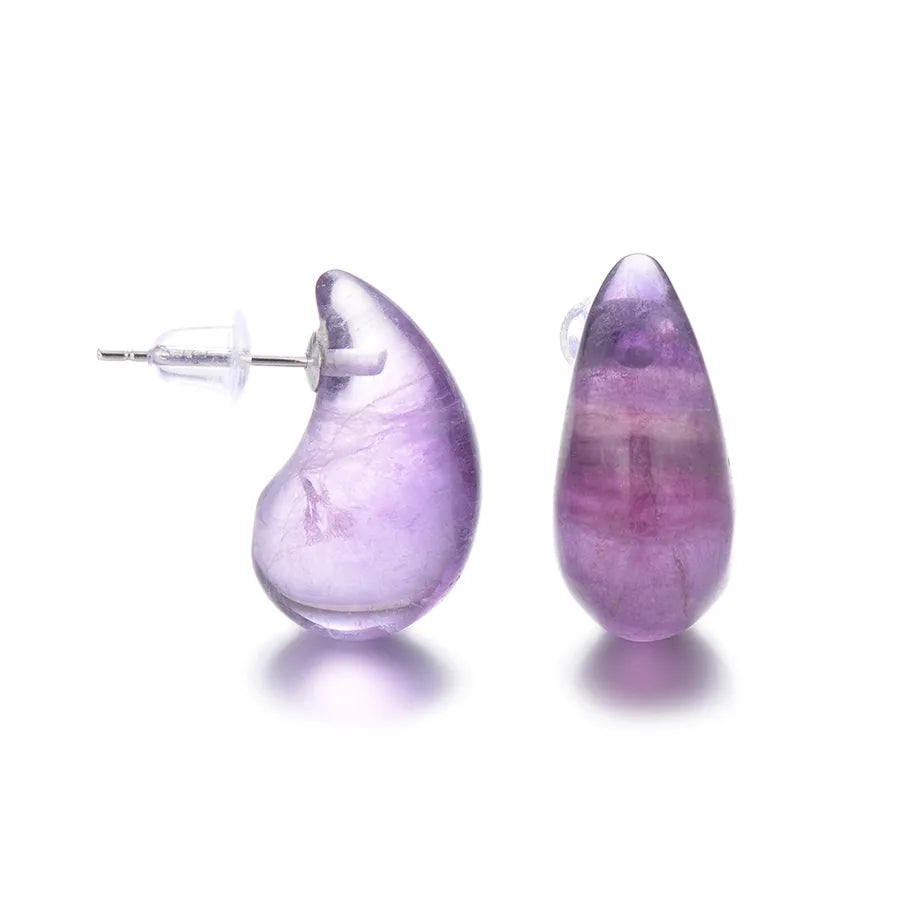 1 Pair Exaggerated Novelty Streetwear Water Droplets natural stone Gem Agate Ear Studs