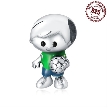 1 Piece 925 Sterling Silver Zircon Human Heart Shape Polished Pendant Beads Jewelry Accessories