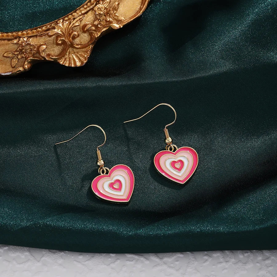 1 Pair Casual Sweet Heart Shape Enamel Alloy Drop Earrings