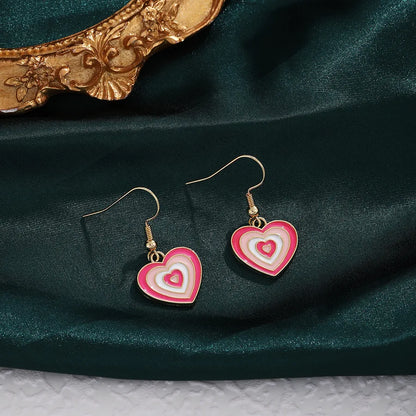 1 Pair Casual Sweet Heart Shape Enamel Alloy Drop Earrings