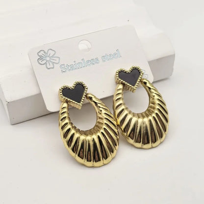 1 Pair Classical Commute Paisley Heart Shape 304 Stainless Steel 18K Gold Plated Butterfly Backs Ear Studs