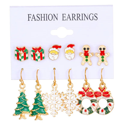 1 Pair Christmas Cute Christmas Tree Santa Claus Elk Plating Alloy Drop Earrings
