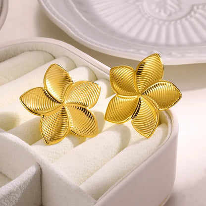 1 Pair IG Style Casual Vacation Leaf Conch Flower Flowers 304 Stainless Steel Imitation Gold  Ear Studs