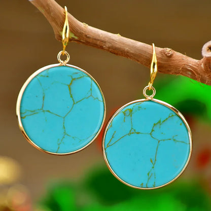 1 Pair Simple Style Round natural stone Drop Earrings