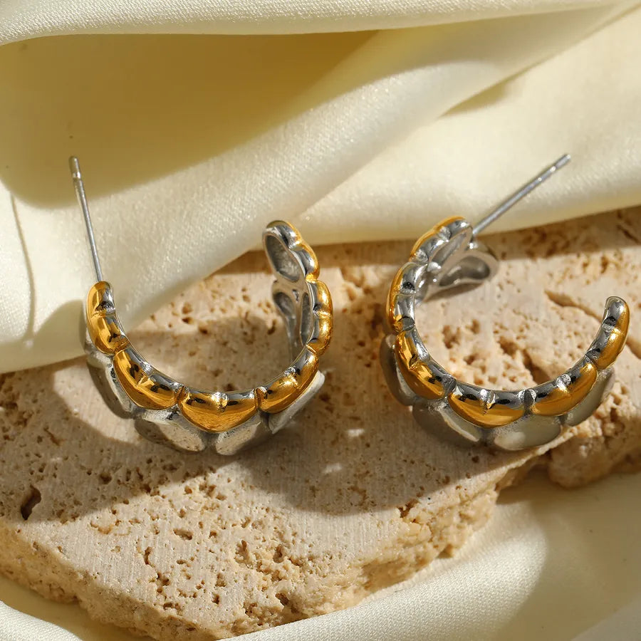 1 Pair Romantic Simple Style C Shape Heart Shape 304 Stainless Steel Ear Studs