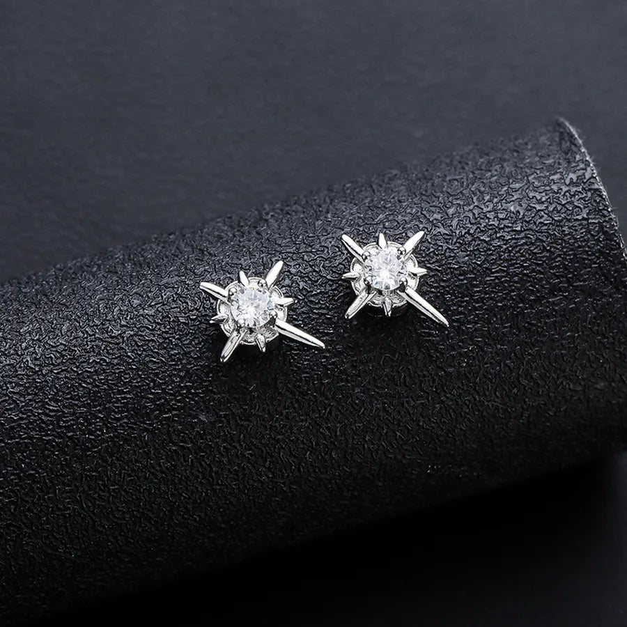 1 Pair Simple Style Geometric Inlay Titanium Steel Rhinestones Ear Cuffs