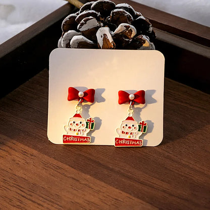 1 Pair Christmas Cute Penguin Santa Claus Christmas Socks Plating Alloy Drop Earrings