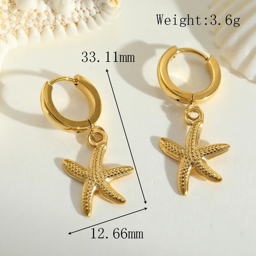 1 Pair Casual Elegant Cute Geometric Starfish Shell Plating 304 Stainless Steel 18K Gold Plated Earrings