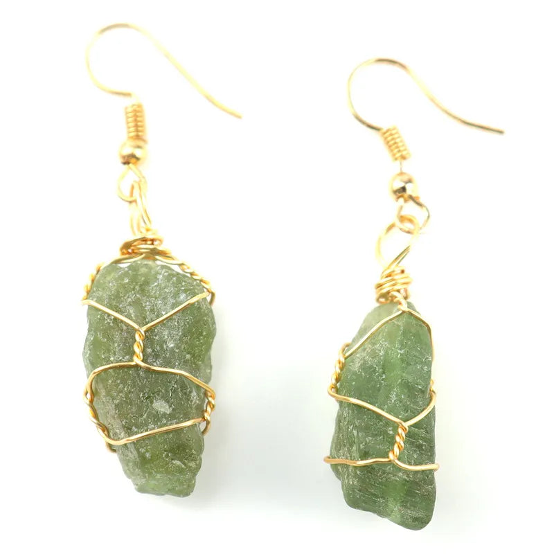 1 pair simple style irregular asymmetrical plating natural stone metal drop earrings