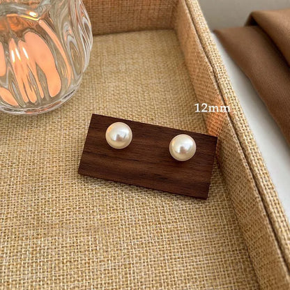 1 Pair Solid Color 925 Sterling Silver Freshwater Pearl Ear Studs