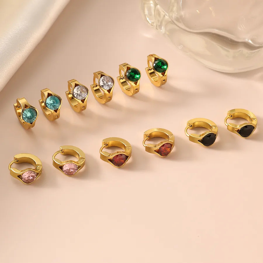 1 Pair Elegant Shiny Solid Color 304 Stainless Steel Earrings