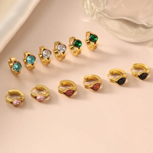 1 Pair Elegant Shiny Solid Color 304 Stainless Steel Earrings