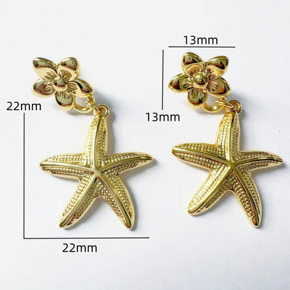 1 Pair Cute Funny Starfish Flower 304 Stainless Steel Drop Earrings