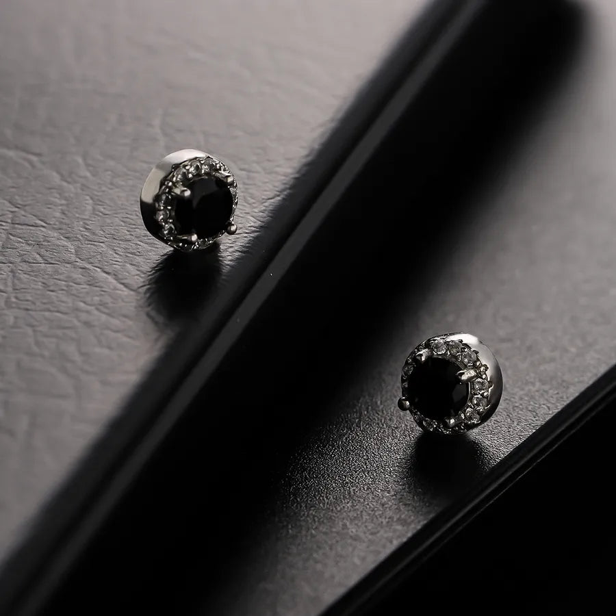 1 Pair Simple Style Geometric Inlay Titanium Steel Rhinestones Ear Cuffs