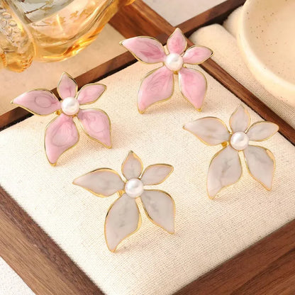 1 Pair Casual Cute Vacation Flower 304 Stainless Steel Imitation Gold  Ear Studs