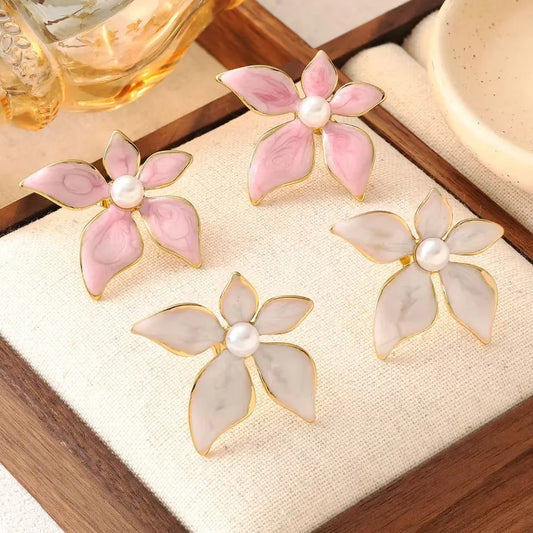 1 Pair Casual Cute Vacation Flower 304 Stainless Steel Imitation Gold  Ear Studs