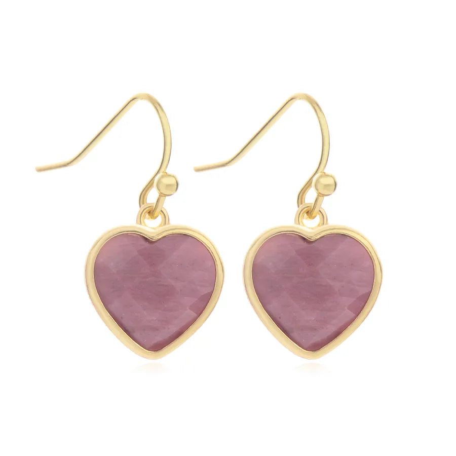 1 Piece and 1 Pack Cute Modern Style Shiny Heart Shape natural stone Copper Drop Earrings