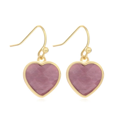 1 Piece and 1 Pack Cute Modern Style Shiny Heart Shape natural stone Copper Drop Earrings