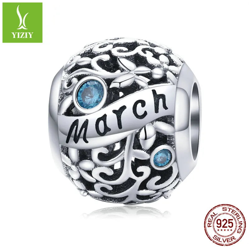 1 Piece 925 Sterling Silver Birthstone Solid Color Jewelry Accessories