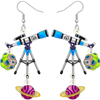 1 Pair Cute Novelty Earth instrument Microscope pencil Arylic Drop Earrings