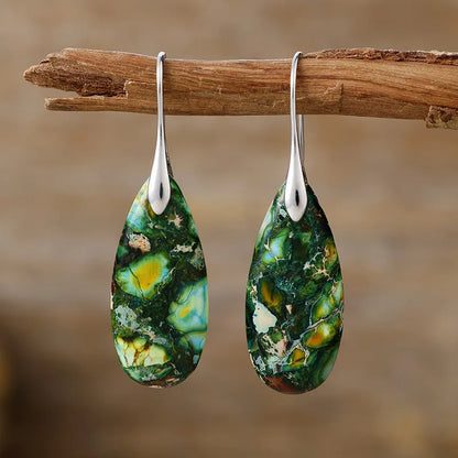 1 pair retro water droplets emperor stone drop earrings