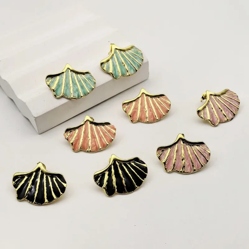 1 Pair Cute Vintage Style Beach Ginkgo Leaf 304 Stainless Steel 18K Gold Plated Ear Studs