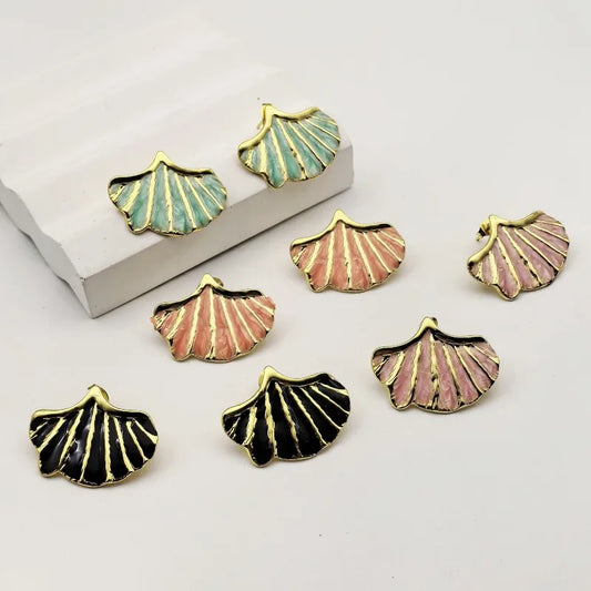 1 Pair Cute Vintage Style Beach Ginkgo Leaf 304 Stainless Steel 18K Gold Plated Ear Studs