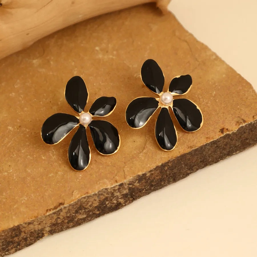1 Pair IG Style Elegant Cute Round Flower Bow Knot 304 Stainless Steel Ear Studs