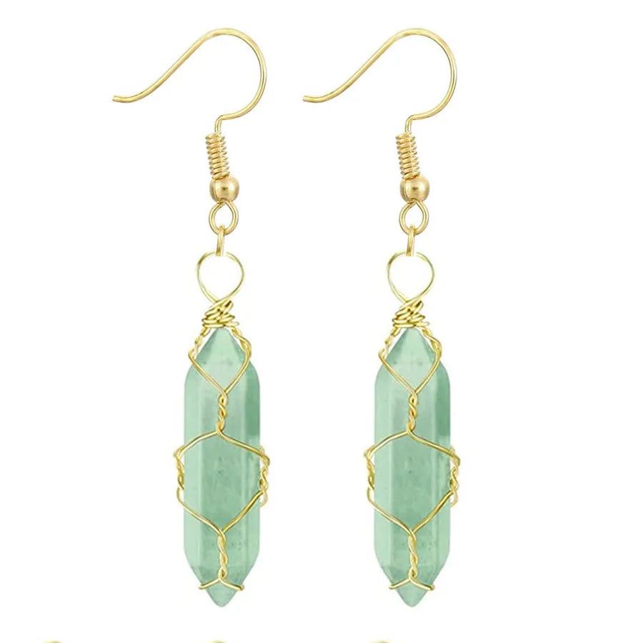 1 Pair Casual Simple Style Geometric natural stone Crystal Iron Drop Earrings
