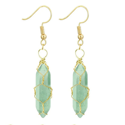 1 Pair Casual Simple Style Geometric natural stone Crystal Iron Drop Earrings