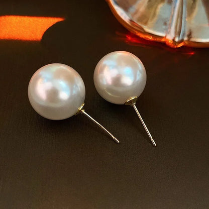 1 Pair Solid Color 925 Sterling Silver Freshwater Pearl Ear Studs