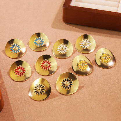 1 Pair Casual Elegant Princess Flower 304 Stainless Steel Imitation Gold  Ear Studs