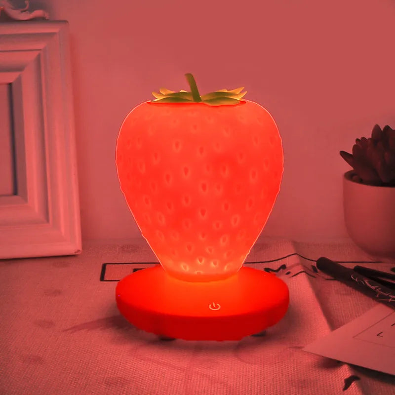 Creative home strawberry night light USB charging bedside decoration atmosphere light new exotic led silicone eye protection table lamp