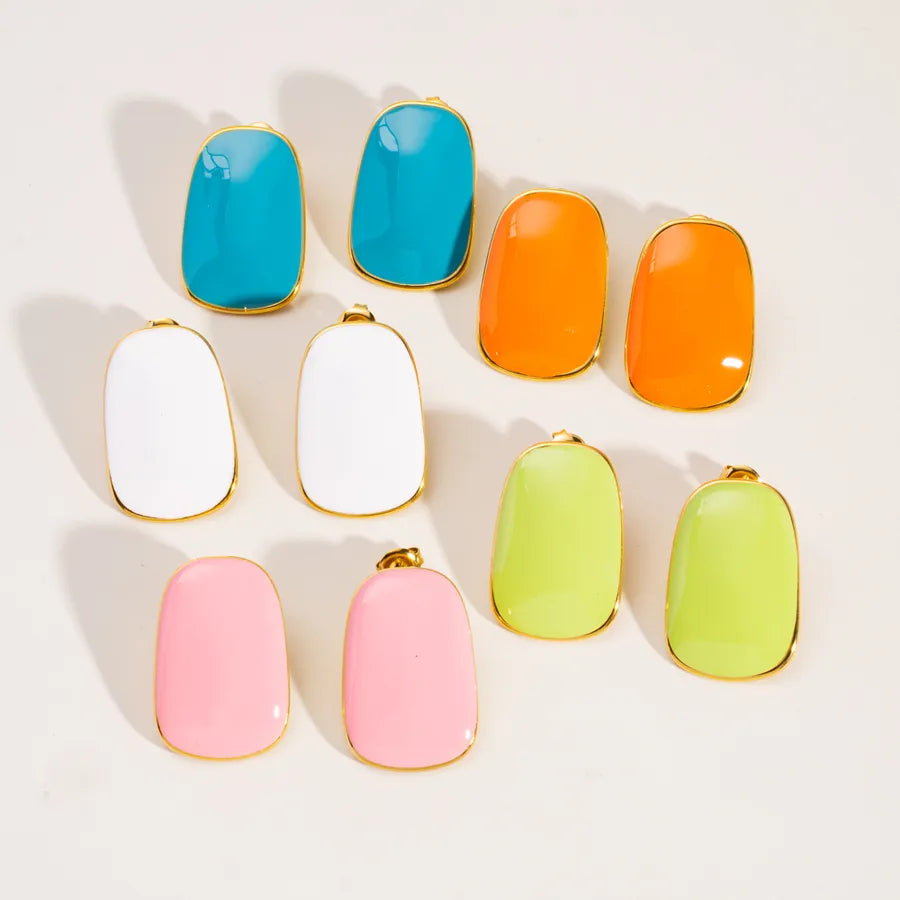 1 Pair Sweet Simple Style Trapezoid 304 Stainless Steel Ear Studs