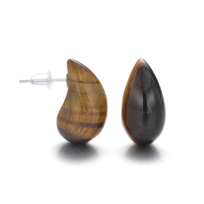 1 Pair Exaggerated Novelty Streetwear Water Droplets natural stone Gem Agate Ear Studs