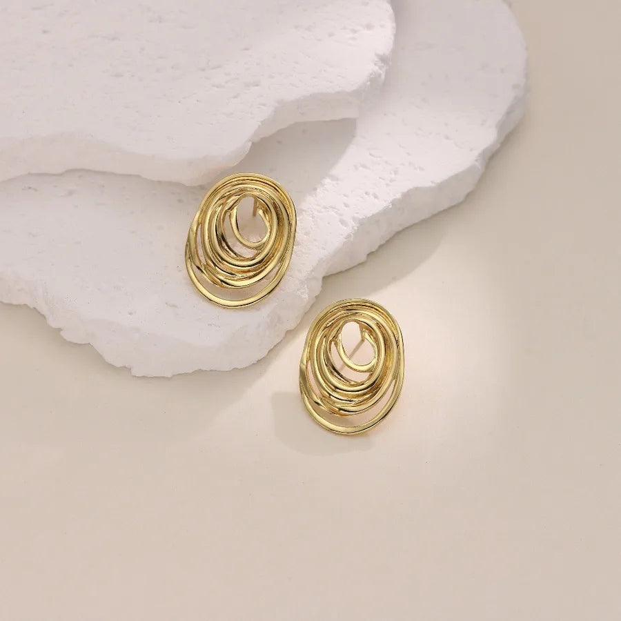 1 Pair Casual Vacation Sweet Irregular Stripe Bow Knot Hollow Out 304 Stainless Steel Imitation Gold  Ear Studs