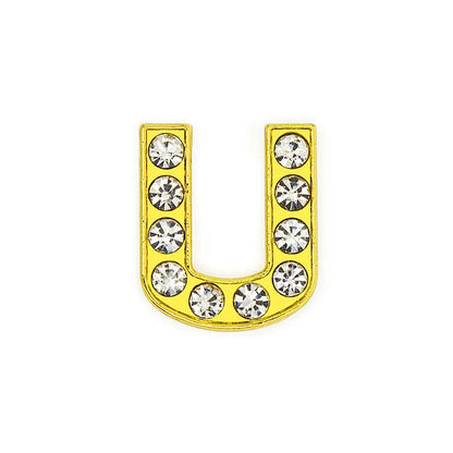 1 Piece 12mm Hole 6~9.9mm Alloy Rhinestones Letter DIY Ornament Accessories Beads
