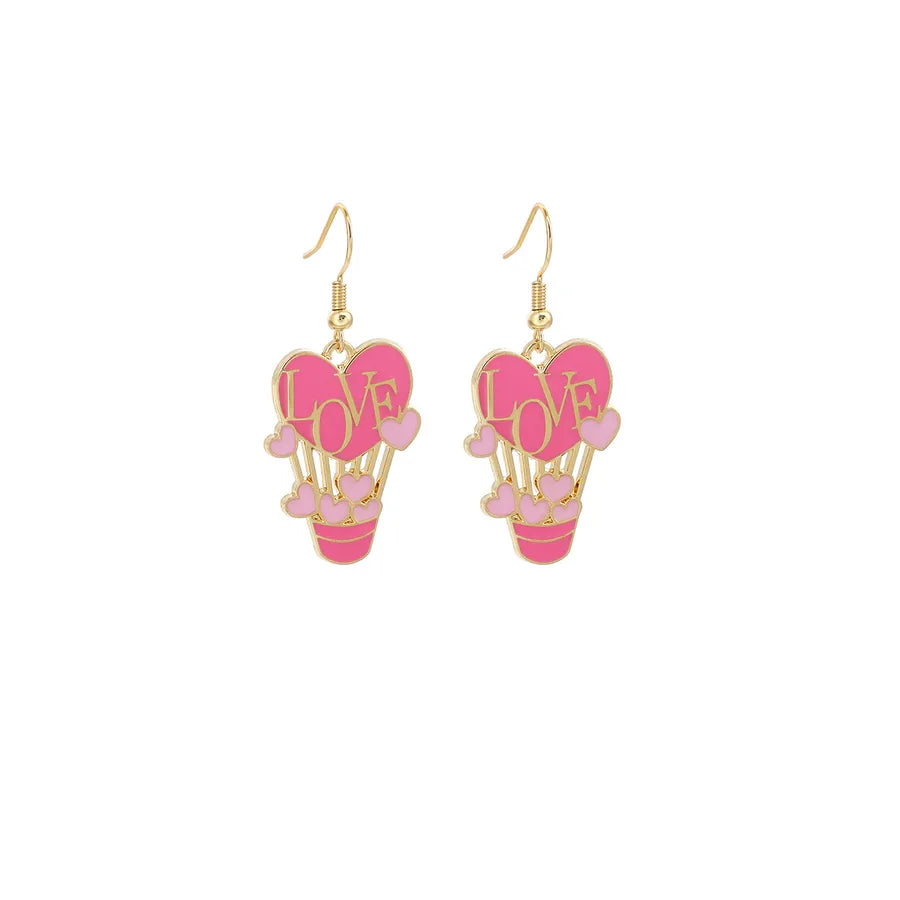 1 Pair Casual Sweet Heart Shape Enamel Alloy Drop Earrings