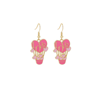 1 Pair Casual Sweet Heart Shape Enamel Alloy Drop Earrings