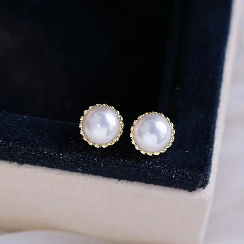 1 Pair Freshwater pearl earrings Pearl Ear Studs