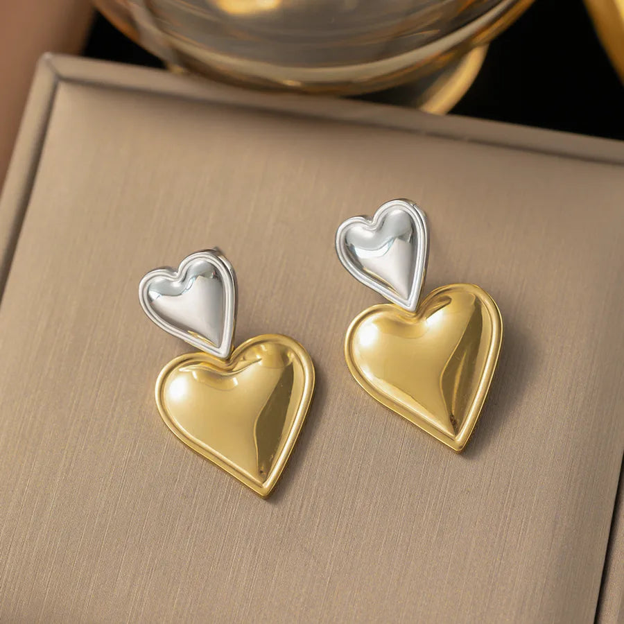 1 Pair IG Style Elegant Vintage Style Heart Shape Flower Butterfly 304 Stainless Steel Drop Earrings Ear Studs
