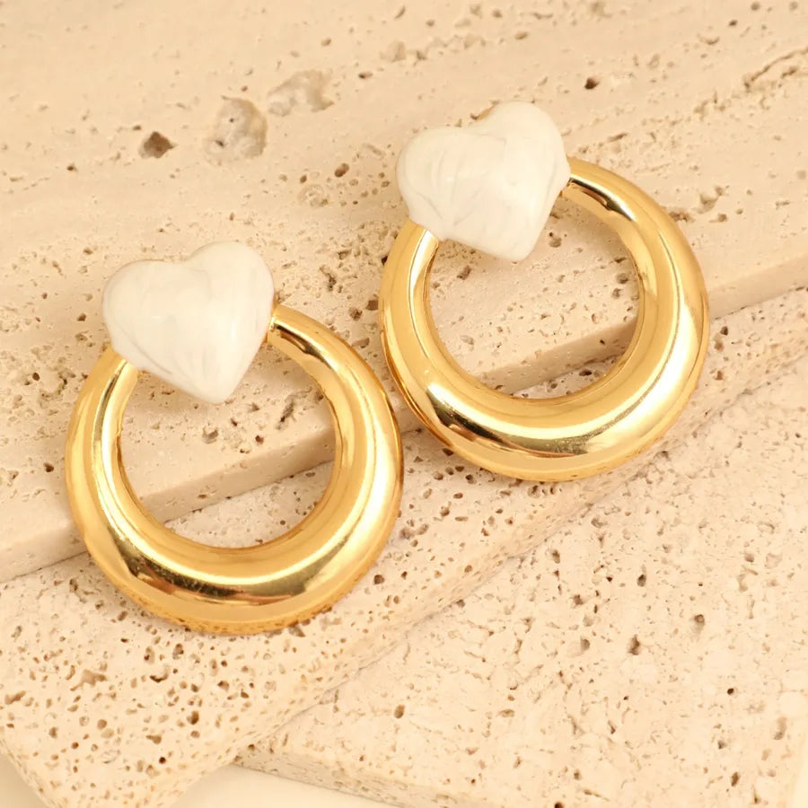 1 Pair Elegant French Style Sweet Heart Shape Bow Knot 304 Stainless Steel Ear Studs