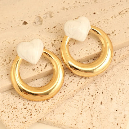 1 Pair Elegant French Style Sweet Heart Shape Bow Knot 304 Stainless Steel Ear Studs